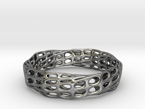 Mobius Band Voronoi Bracelet (003) in Fine Detail Polished Silver