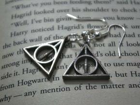 Deathly Hallows Earrings in Polished Bronzed Silver Steel