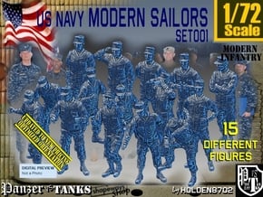 1/72 USN Modern Sailors Set001 in Smooth Fine Detail Plastic