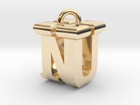 3D-Initial-NU in 14k Gold Plated Brass