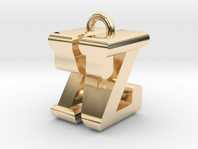 3D-Initial-NZ in 14k Gold Plated Brass