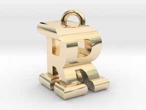 3D-Initial-RR in 14k Gold Plated Brass