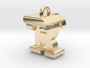 3D-Initial-RT in 14k Gold Plated Brass