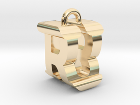 3D-Initial-RU in 14k Gold Plated Brass