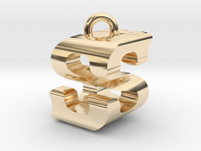 3D-Initial-SS in 14k Gold Plated Brass