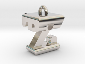 3D-Initial-TZ in Rhodium Plated Brass