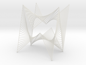 String Art Sculpture - Simple Straight Lines Curve in White Natural Versatile Plastic
