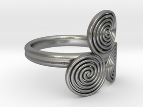 Celtic "life and death" triple spiral ring in Natural Silver