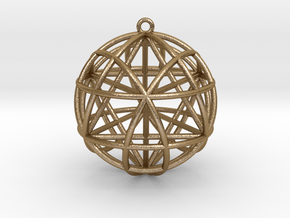 Star Tetrasphere w/nested Star Tetrahedron 1.7" in Polished Gold Steel