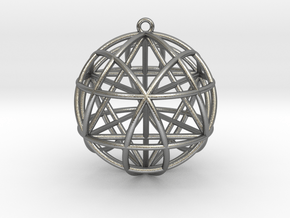 Star Tetrasphere w/nested Star Tetrahedron 1.7" in Natural Silver