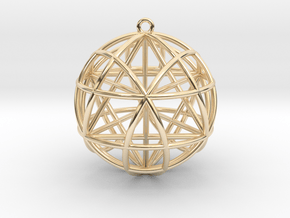 Star Tetrasphere w/nested Star Tetrahedron 1.7" in 14K Yellow Gold