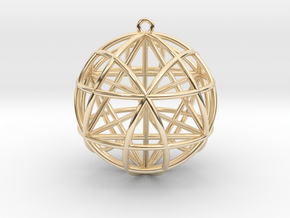 Star Tetrasphere w/nested Star Tetrahedron 1.7" in 14k Gold Plated Brass