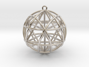 Star Tetrasphere w/nested Star Tetrahedron 1.7" in Rhodium Plated Brass
