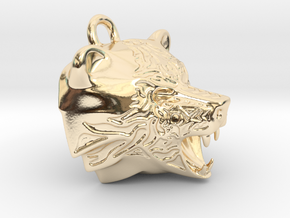 Fire Bear Pendant in 14k Gold Plated Brass