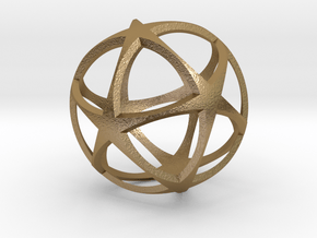 0718 Star Ball (Icosohedron with Stars) 5.0cm #002 in Polished Gold Steel