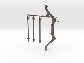 Ninja Bow & 3 Arrows in Polished Bronzed Silver Steel