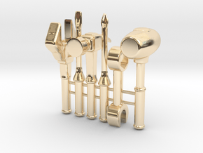 Tools for 7 inch figures in 14k Gold Plated Brass