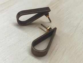 Water Droplet  Stud Earrings Set in Polished Bronze Steel