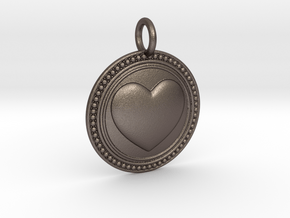 NewCompassionHeart in Polished Bronzed Silver Steel