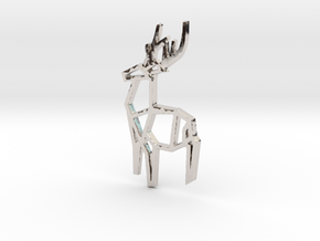 Origami Stag Pendant in Rhodium Plated Brass: Small