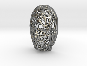 Miniature Female Voronoi Face in Fine Detail Polished Silver