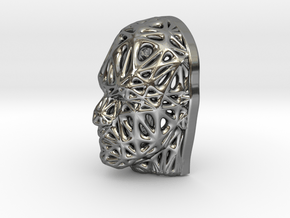 Miniature Male Voronoi Face in Fine Detail Polished Silver
