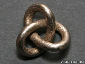 Trefoil Knot 1inch in Polished Bronzed Silver Steel