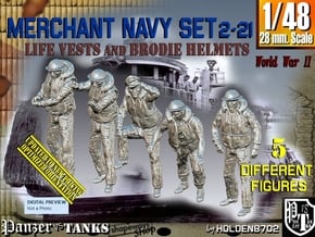1/48 Merch Navy crew Set2-21 in Tan Fine Detail Plastic