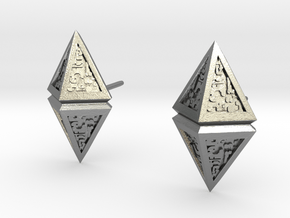 Hedron Studs  in Natural Silver