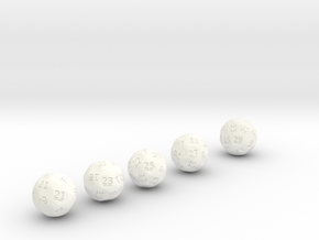 d21 through d29 oddball dice in White Processed Versatile Plastic