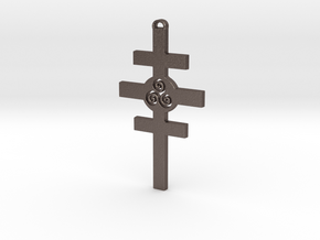 Celtic Cross of Damcar in Polished Bronzed Silver Steel