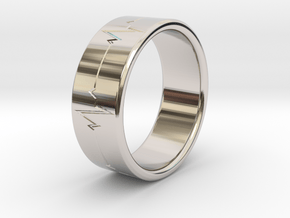 Heartbeat ring in Rhodium Plated Brass