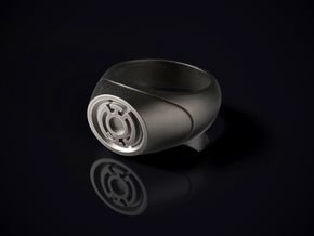22.2 mm Blue Lantern Ring - WotGL in Polished Bronzed Silver Steel