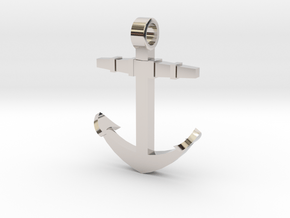 Boat anchor [pendant] in Rhodium Plated Brass