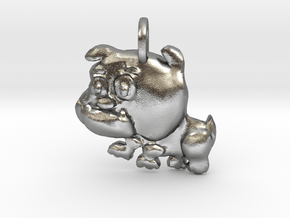 Baby Bulldog Pendant in Natural Silver