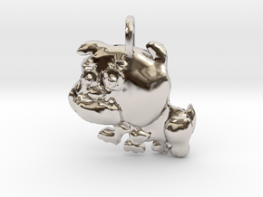 Baby Bulldog Pendant in Rhodium Plated Brass