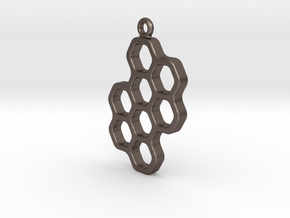 Honeycomb pendant in Polished Bronzed Silver Steel