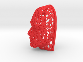 Male Voronoi Face (002) in Red Processed Versatile Plastic