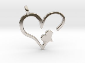 Heart pendant in Rhodium Plated Brass