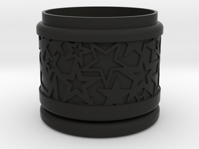 Gift Box No. 1 with Stars (solid-filigree, short) in Black Natural Versatile Plastic