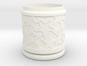 Gift Box No. 1 with Stars (solid-filigree, high) in White Processed Versatile Plastic