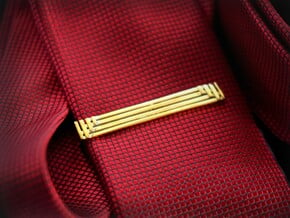 Geometric Art Deco Tie Clip in Polished Brass: Small