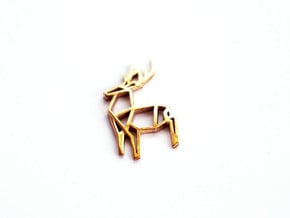 Origami Stag Pendant in Polished Bronze: Small