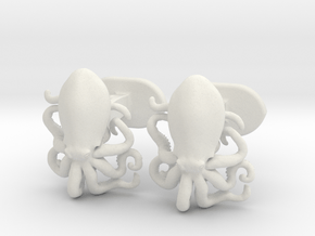 Octopus cufflinks in White Natural Versatile Plastic