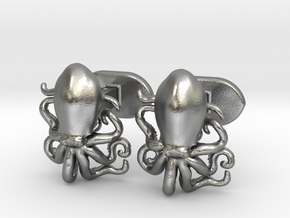 Octopus cufflinks in Natural Silver