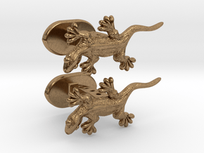 Gecko cufflinks in Natural Brass