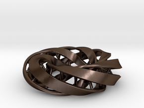 Double DNA trefoil, Cycle of life in Polished Bronze Steel