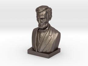 Abraham Lincoln Bust in Polished Bronzed Silver Steel