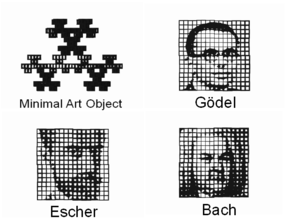 Gödel, Escher, Bach: 3 faces in a Minimal Object in Black Natural Versatile Plastic