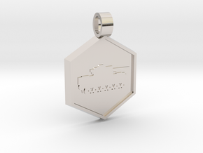 Tank [pendant] in Rhodium Plated Brass